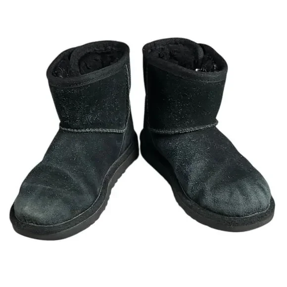 UGG Kids Classic Mini Button Boots Black Suede Size 12 Youth Winter/Fall Short - Picture 6 of 9